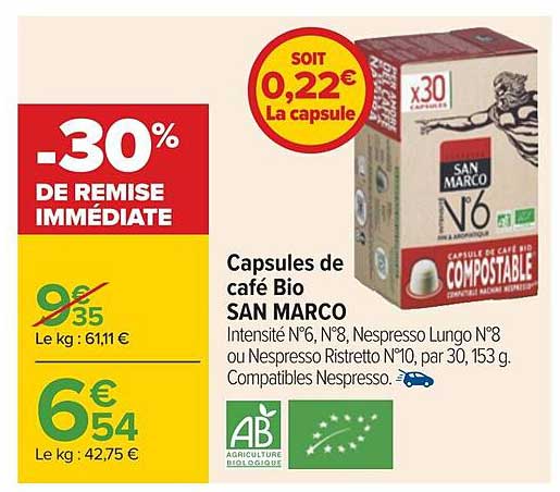capsules de café bio san marco