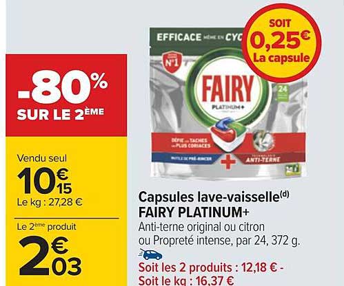 capsules lave-vaisselle fairy platinum+