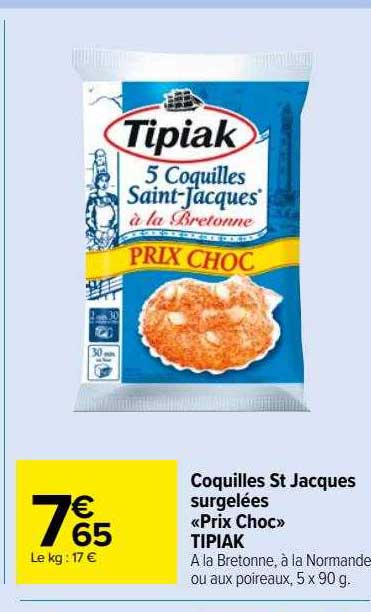 coquilles st jacques surgelées «prix choc» tipiak
