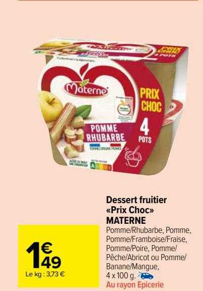 Dessert Fruitier «prix Choc» Materne