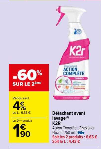 détachant avant lavage k2r