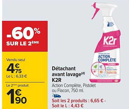 détachant avant lavage k2r