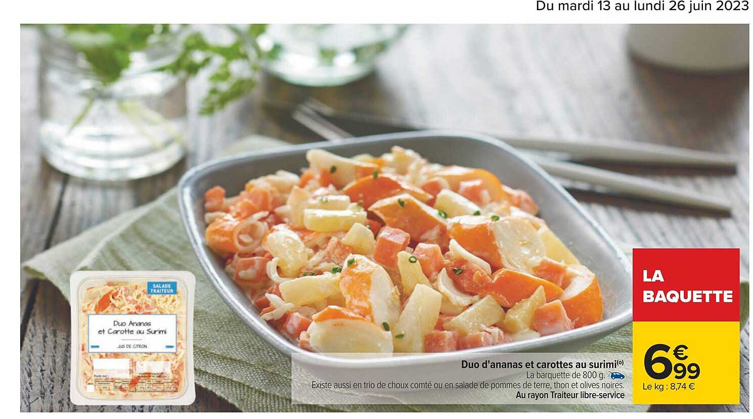 duo d'ananas et carottes au surimi