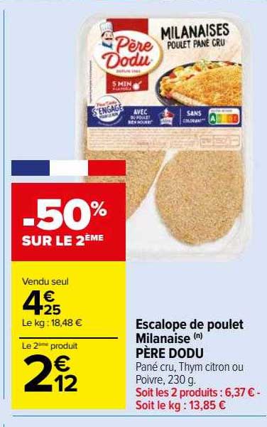 Escalope De Poulet Milanaise Père Dodu