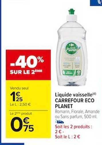 liquido vaisselle carrefour eco planet -40% sur le 2ème