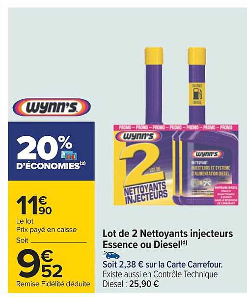 lot de 2 nettoyants injecteurs essence ou diesel wynn's
