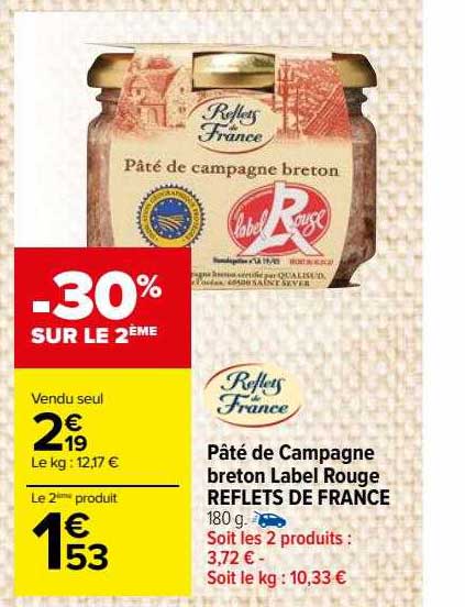 Pâté De Campagne Breton Label Rouge Reflets De France -30% Sur Le 2ème