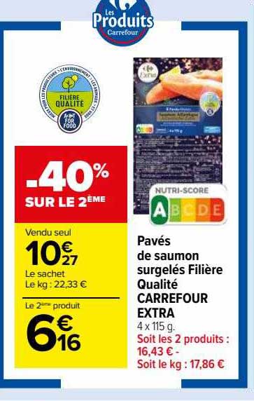 Pavés De Saumon Surgelés Filière Qualité Carrefour Extra