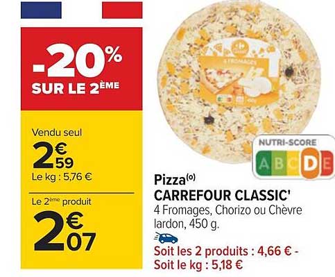 Pizza Carrefour Classic' -20% Sur Le 2ème