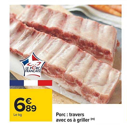 Porc: Travers Avec Os à Griller