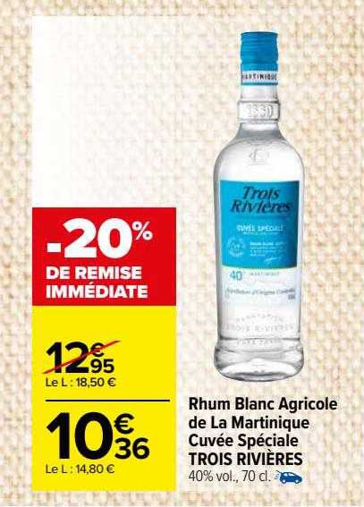 rhum blanc agricole de la martinique cuvée spéciale trois rivières