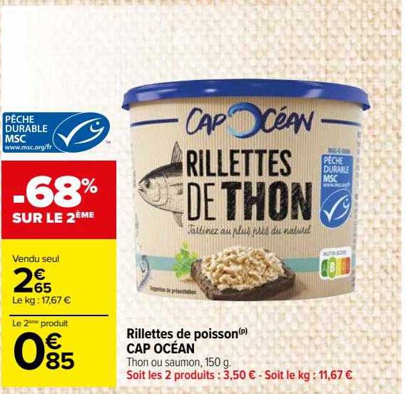 Rillettes De Poisson Cap Océan -68% Sur Le 2ème