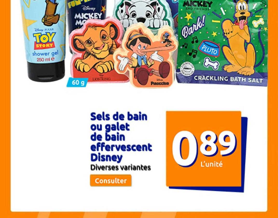 sels de bain ou galet de bain effervescent disney
