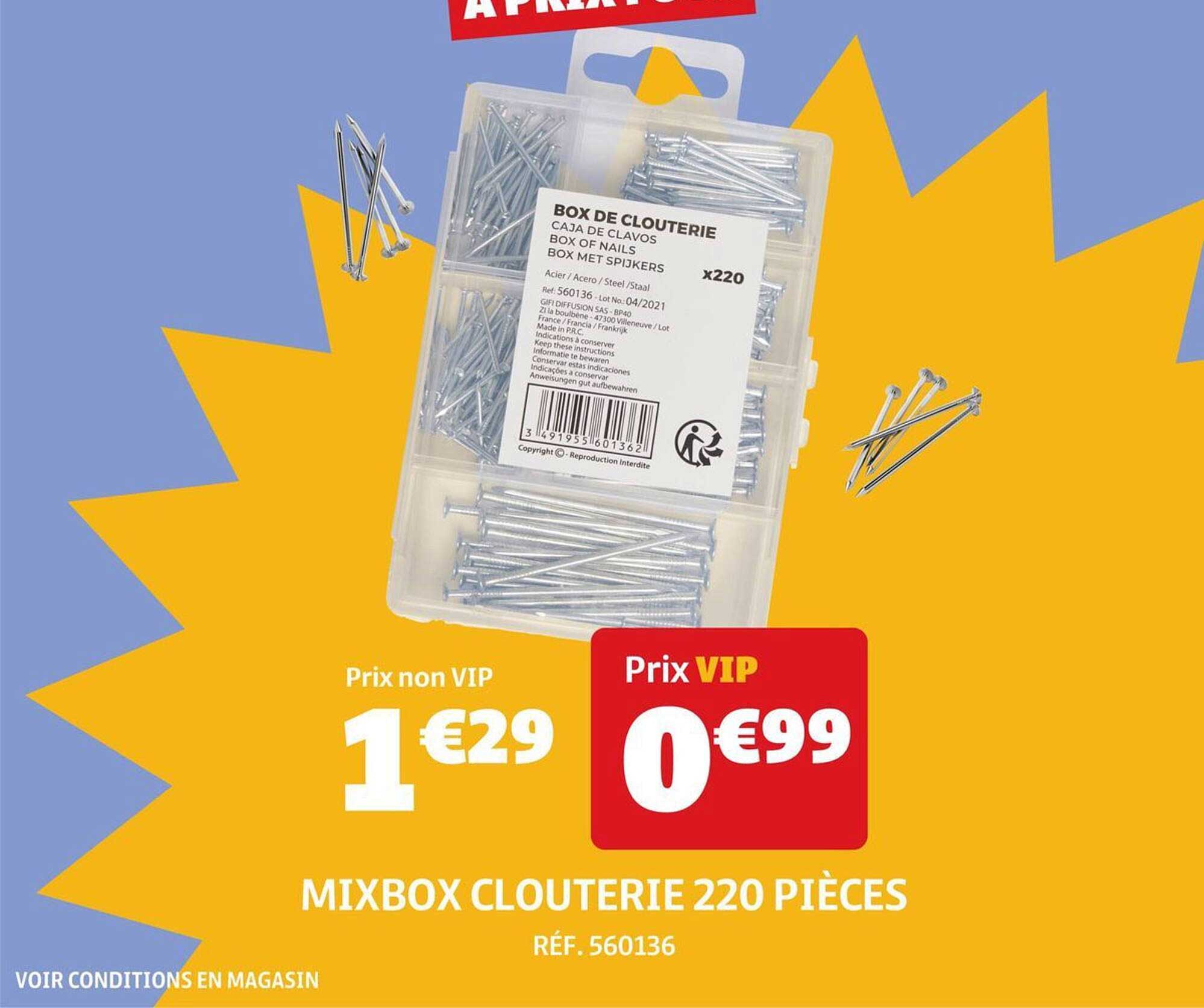 MIXBOX CLOUTERIE 220 PIÈCES