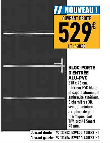 bloc porte d'entrée alu pvc