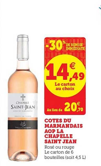 la chapelle saint jean cotes du marmandais aop -30% de remise immédiate
