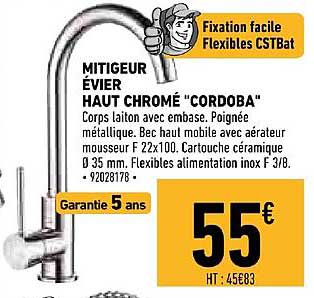 Mitigeur évier Haut Chromé Cordoba