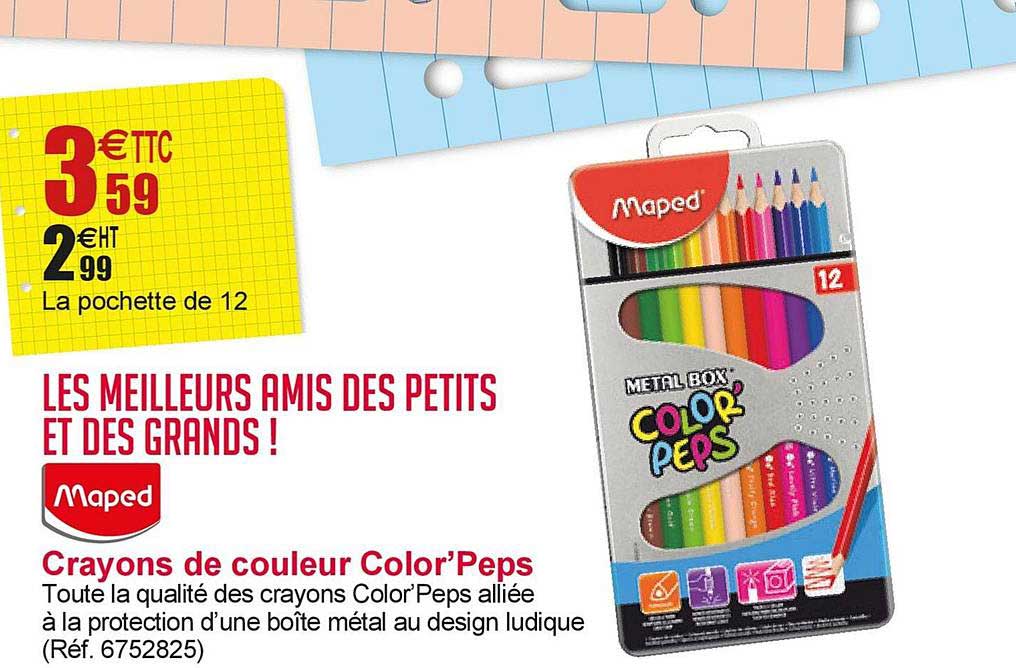 12 crayons de couleur color peps maped