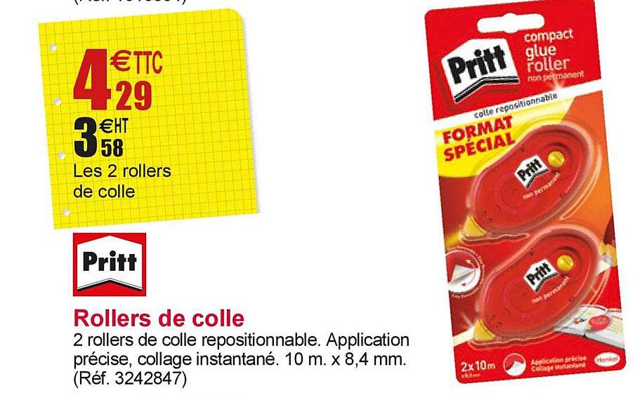 2 Rollers De Colle Repositionnable Pritt