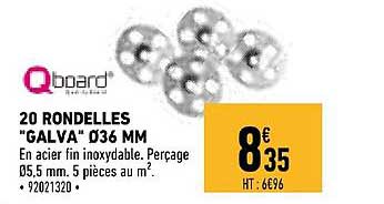20 rondelles galva 36 mm qboard