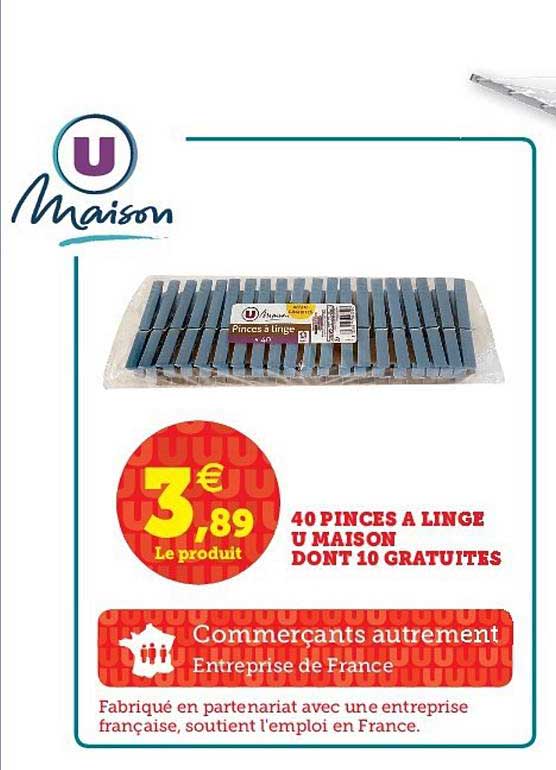 40 pince à linge u maison dont 10 gratuites