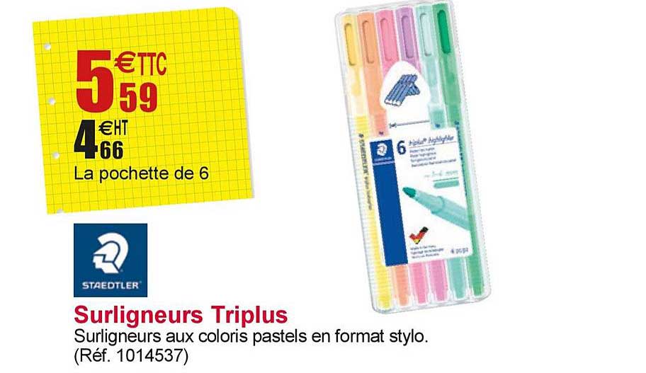 6 surligneurs triplus staedtler