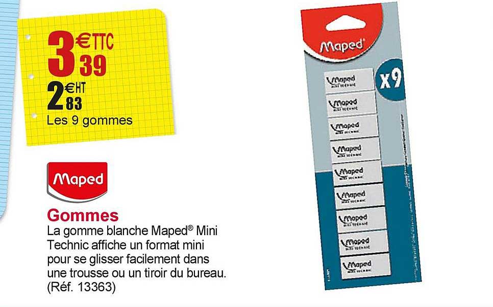 9 Gommes Blanche Maped