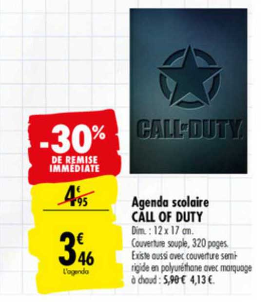 agenda scolaire call of duty