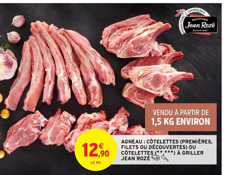 agneau côtelettes (premières filets ou découvertes) ou côtelettes à griller jean rozé