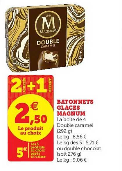 Bâtonnets Glacé Magnum 2 Achetés + 1 Offert