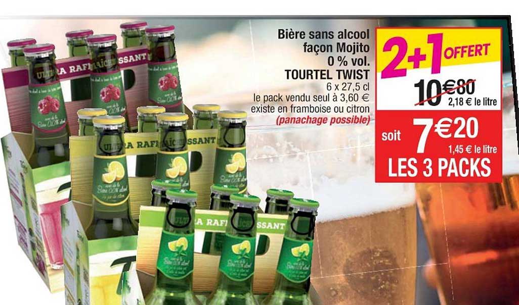 bière sans alcool façon mojito 0% vol. tourtel twist 2+1 offert