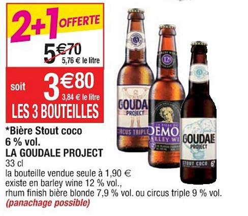 bière stout coco 6% vol. la goudale project 2+1 offerte