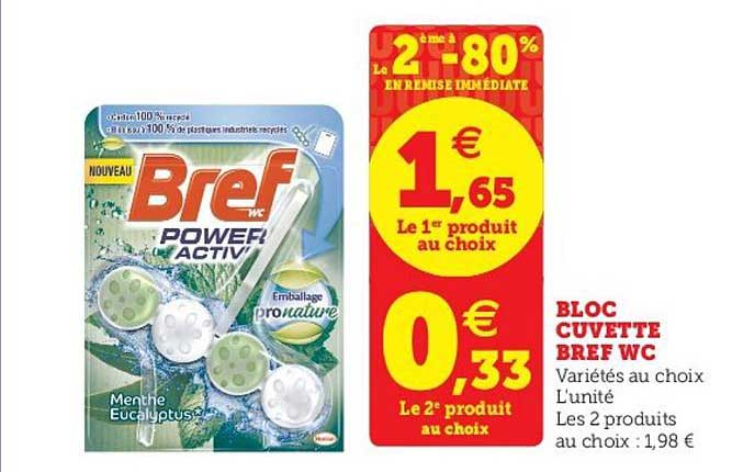 bloc cuvette bref wc le 2ème à -80% en remise immédiate