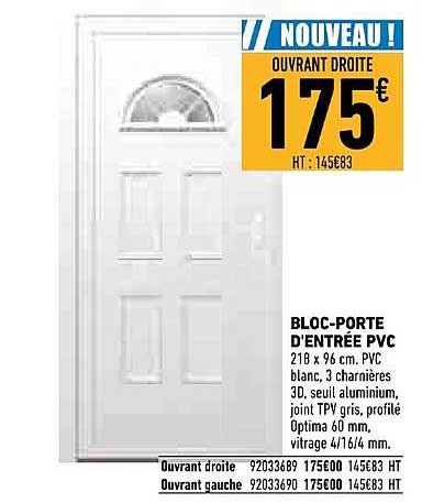 bloc porte d'entrée pvc