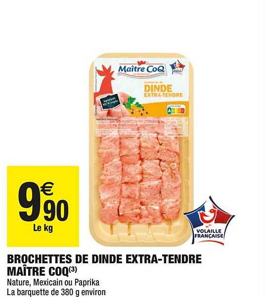 brochettes de dinde extra tendre maître coq