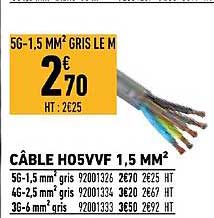 câble h05vvf 1.5 mm2