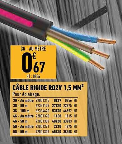 câble rigide r02v 1.5 mm2