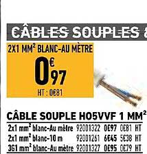 câble souple h05vvf 1 mm2