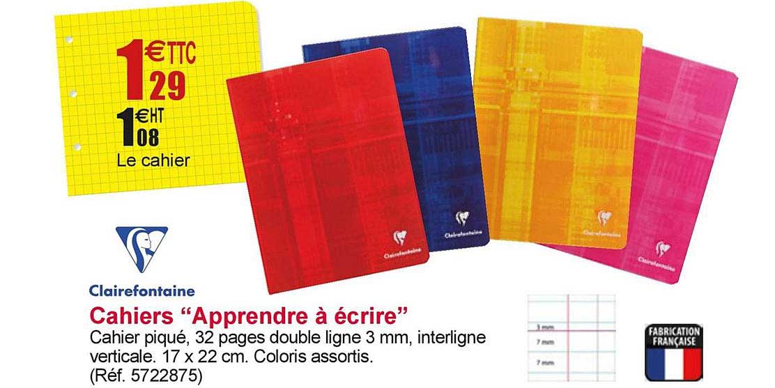 cahier apprendre à écrire clairefontaine