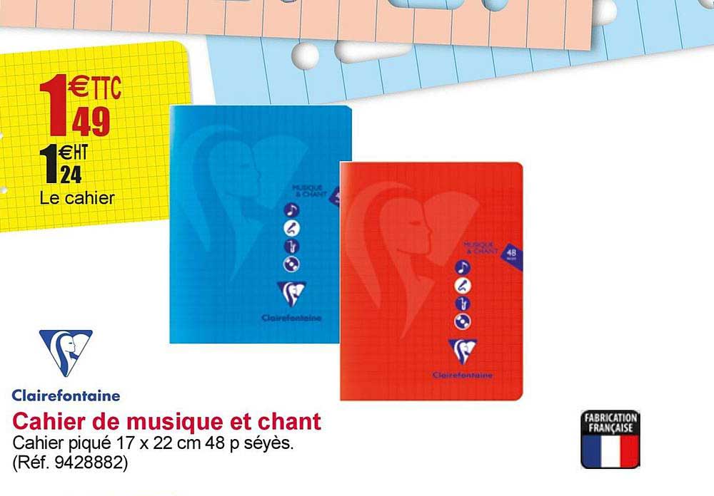 cahier de musique et chant clairefontaine