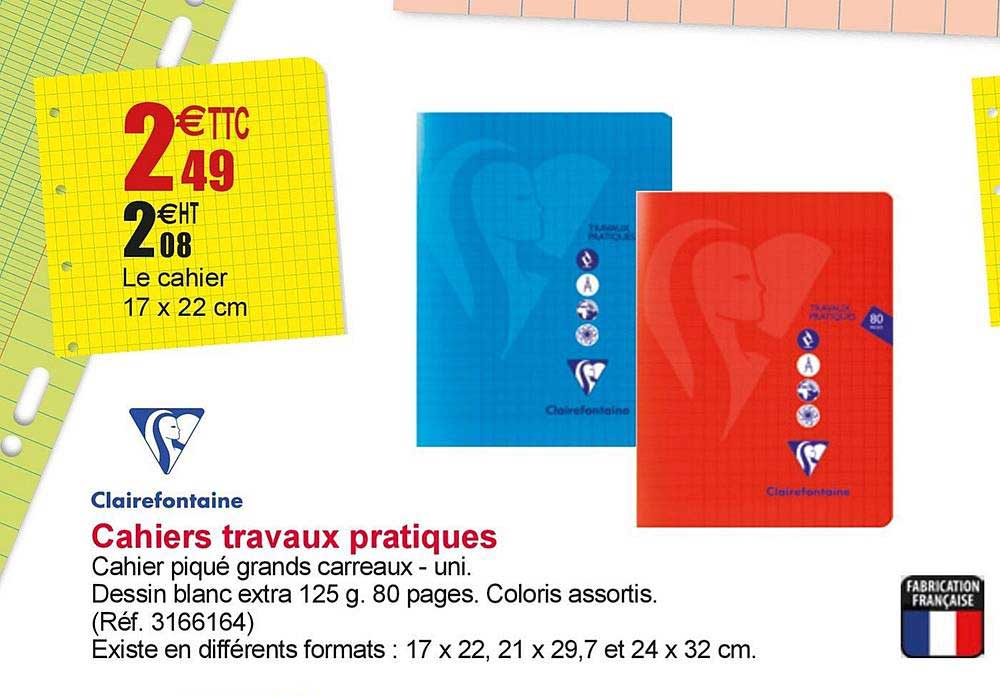 cahiers travaux pratiques grands carreaux clairefontaine