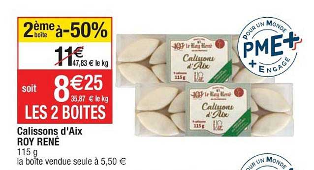 calissons d'aix roy rené 2ème boîte à -50%