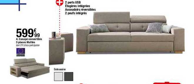 Canapé Convertible 3 Places Mattéo