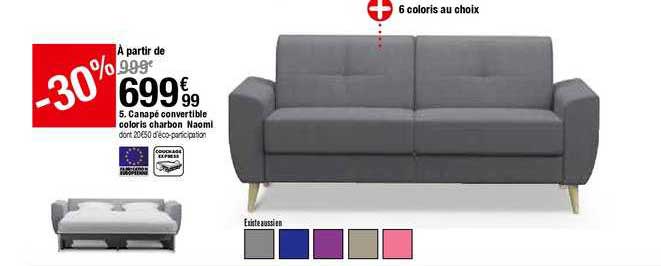 canapé convertible coloris charbon naomi
