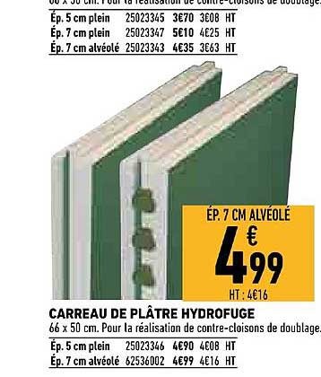 carreau de plâtre hydrofuge