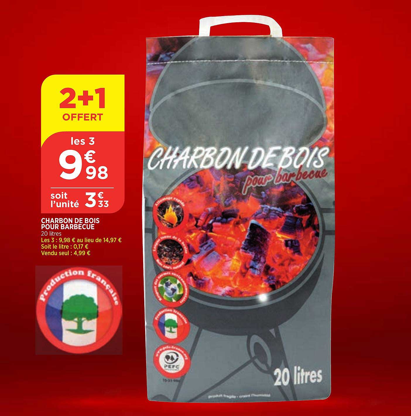 Charbon De Bois Pour Barbecue 2+1 Offert