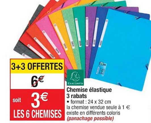 chemise élastique 3 rabats 3+3 offertes