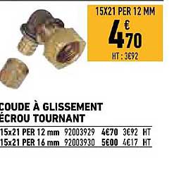 coude à glissement écrou tournant