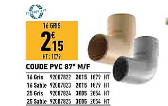 coude pvc 87° m f