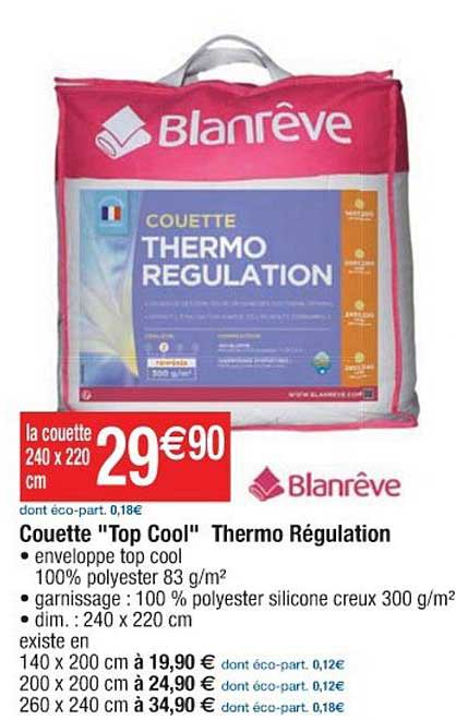 couette top cool thermo régulation blanrêve